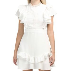 NWT EDIT White Closet Ruffle Dress $350 White Small